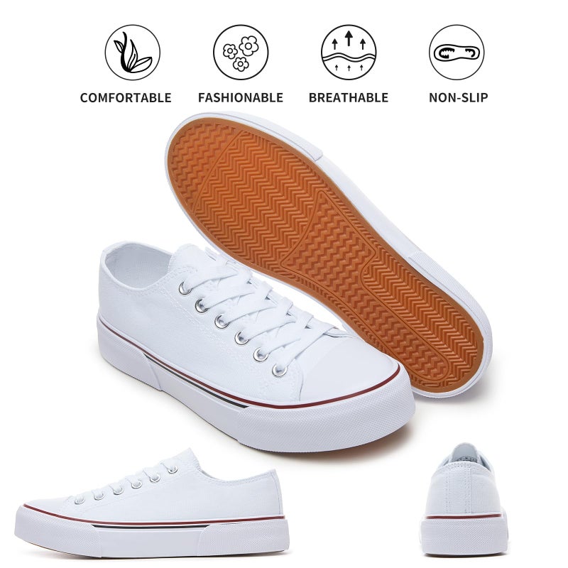 hash bubbie Women's Canvas Shoes Fashion Canvas Sneakers for Women Casual Tennis Shoes Low Top Walking Shoes(White.US7) - Image 5